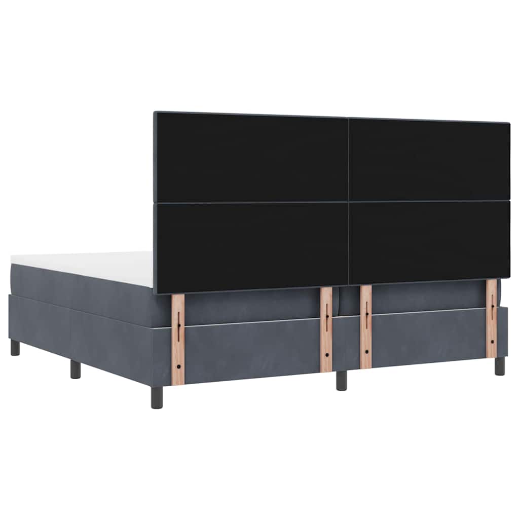 Led Box Säng Med Madrass Mörkgrå 200 X 200 Cm Sammet