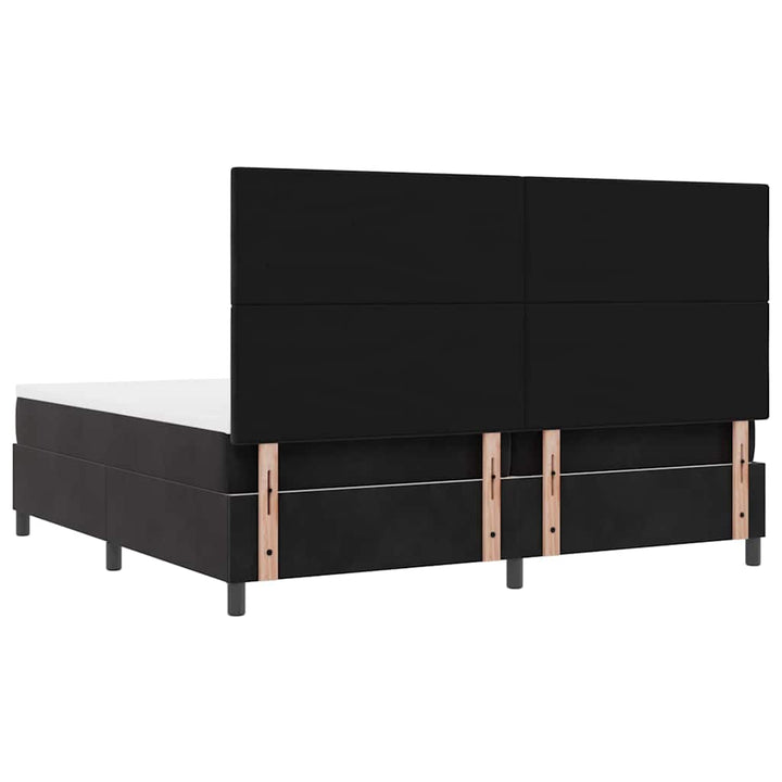 Led Box Säng Med Madrass Svart 200 X 200 Cm Sammet