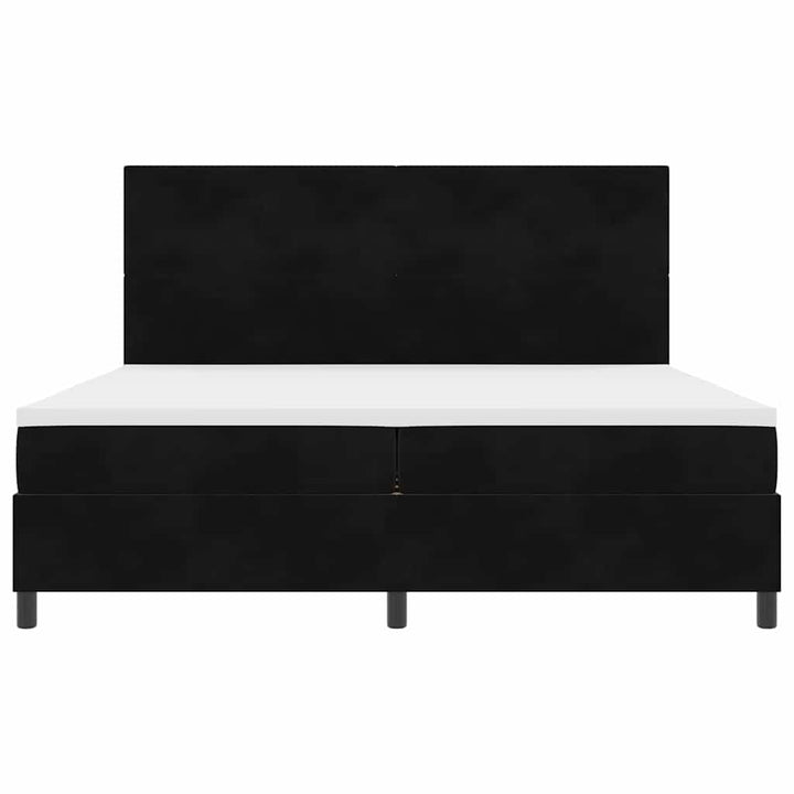 Led Box Säng Med Madrass Svart 200 X 200 Cm Sammet