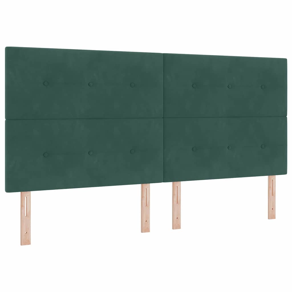 Led Box Säng Med Huvudgavel Mörkgrön 200 X 200 Cm Sammet