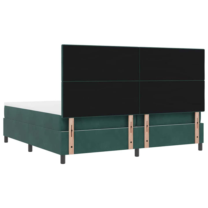 Led Box Säng Med Huvudgavel Mörkgrön 200 X 200 Cm Sammet