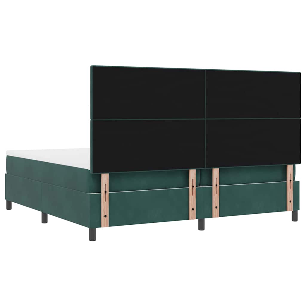 Led Box Säng Med Huvudgavel Mörkgrön 200 X 200 Cm Sammet