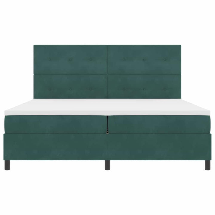 Led Box Säng Med Huvudgavel Mörkgrön 200 X 200 Cm Sammet