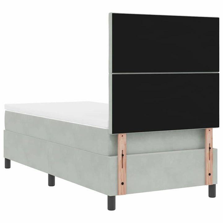 Led Box Säng Med Madrass Ljusgrå 90 X 190 Cm Sammet