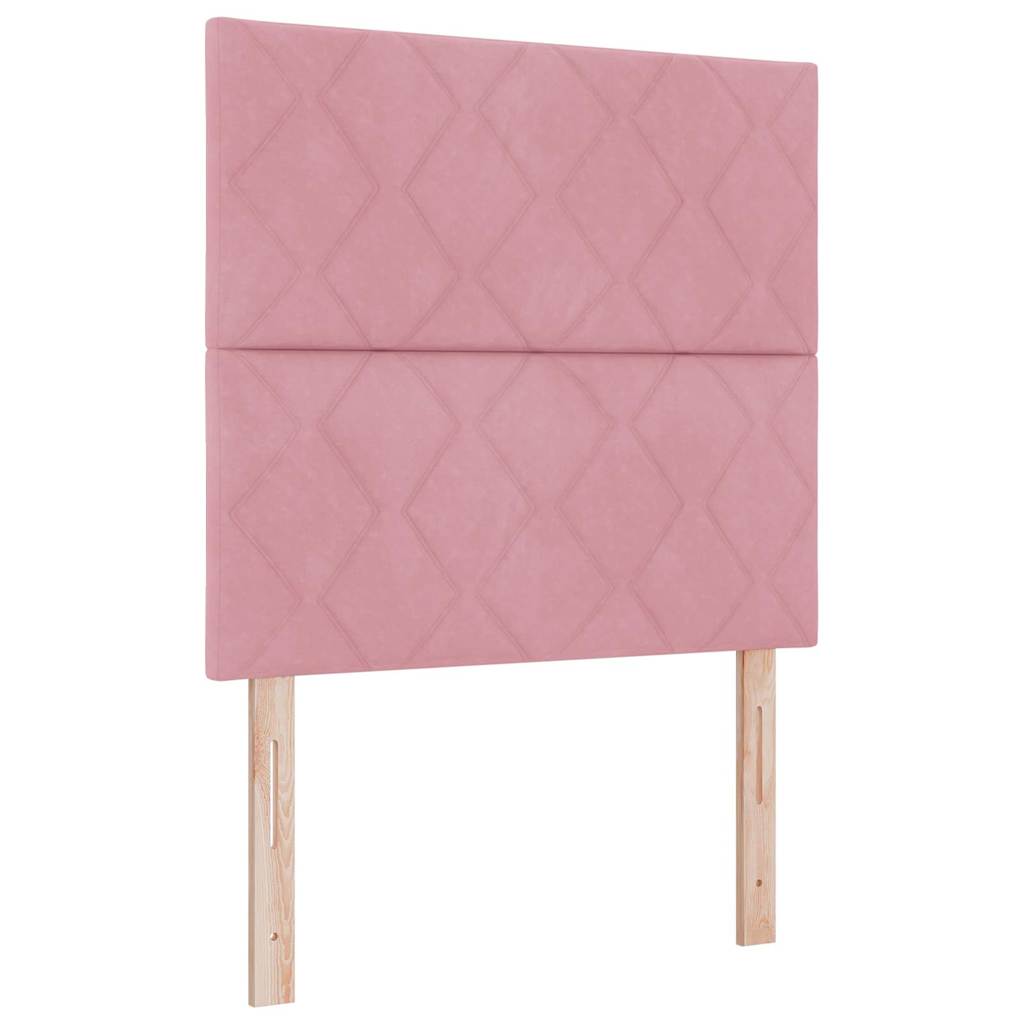 Led Box Säng Med Madrass Med Huvudgavel Rosa 90 X 200 Cm Sammet