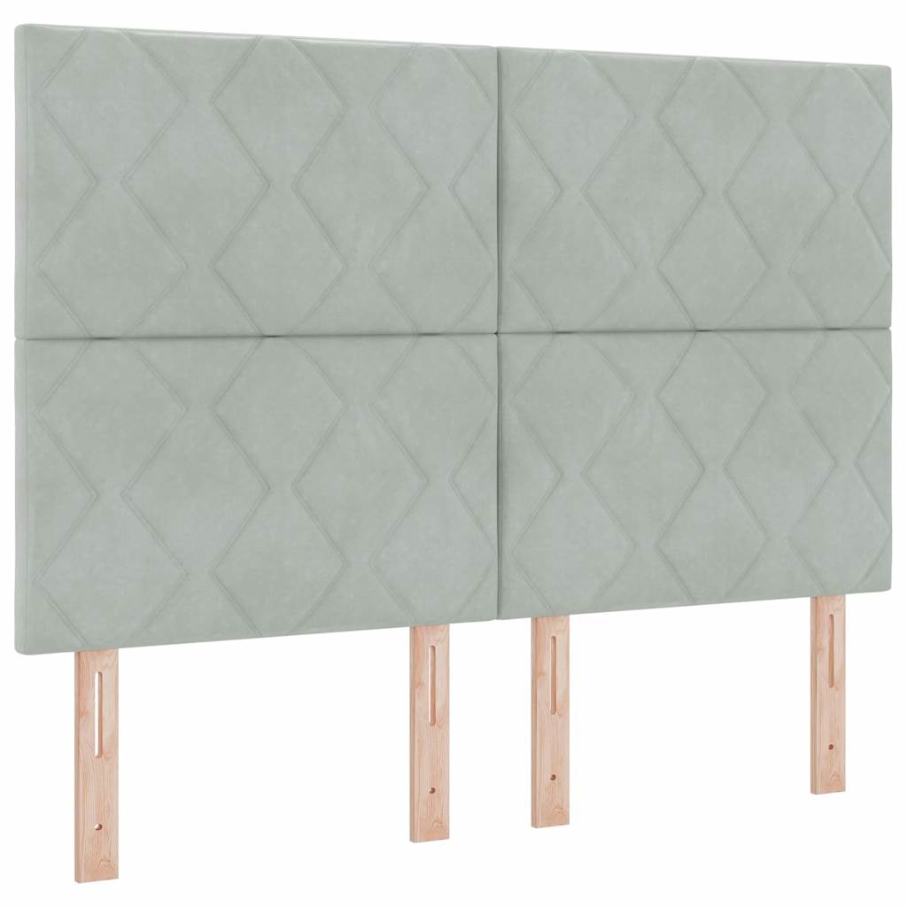 Led Box Säng Med Madrass Ljusgrå 140 X 200 Cm Sammet