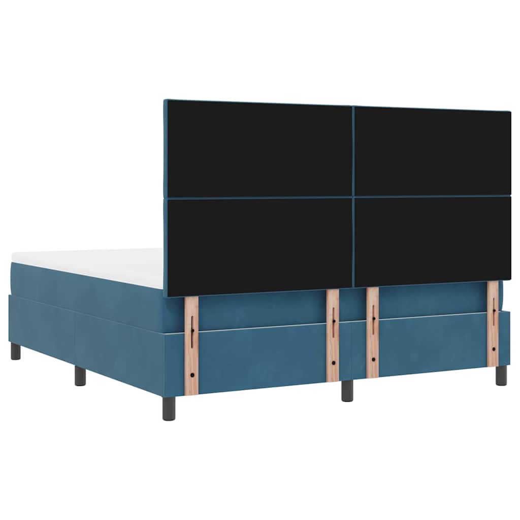 Led Box Säng Med Madrass Mörkblå 180 X 200 Cm Sammet
