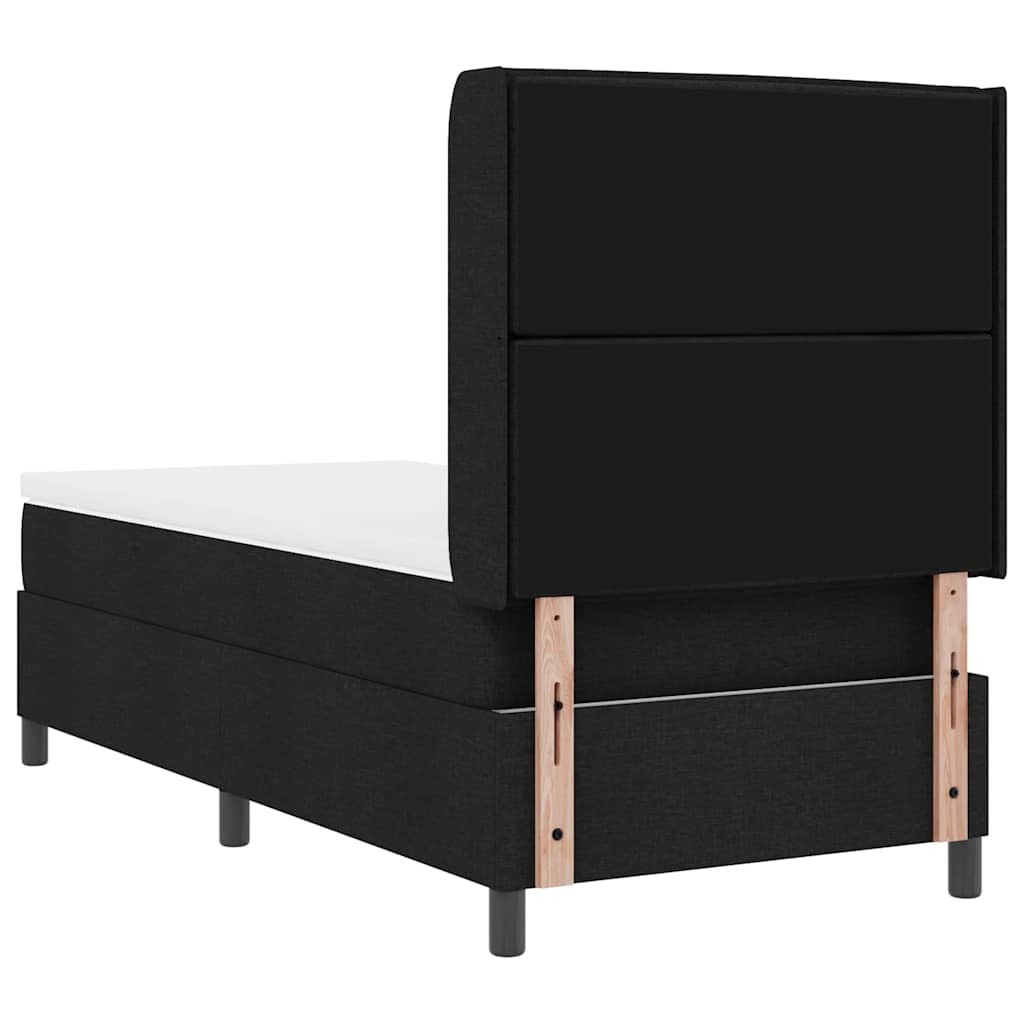 Led Box Säng Med Madrass Med Huvudgavel Svart 90 X 190 Cm Tyg