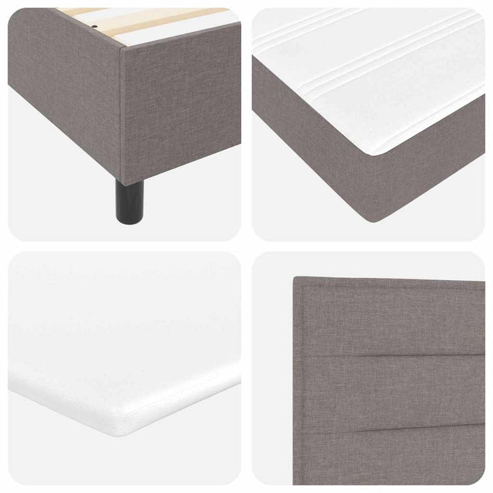 Led Box Säng Med Madrass Med Huvudgavel Taupe 100 X 200 Cm Tyg