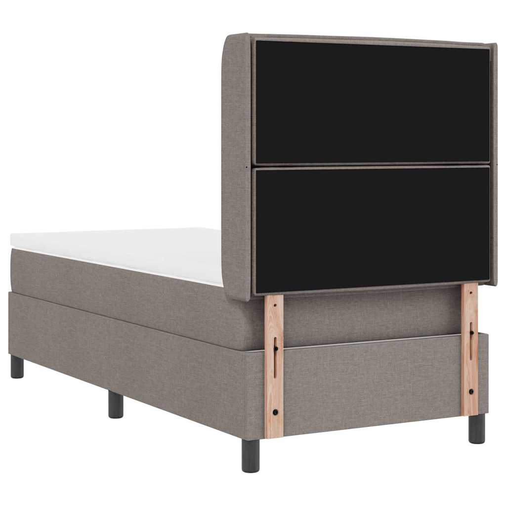 Led Box Säng Med Madrass Med Huvudgavel Taupe 100 X 200 Cm Tyg