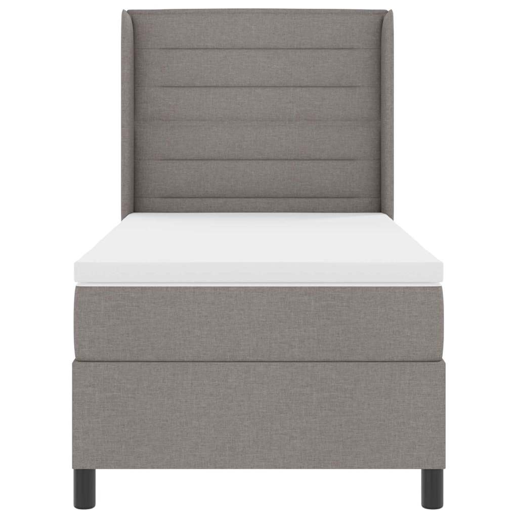 Led Box Säng Med Madrass Med Huvudgavel Taupe 100 X 200 Cm Tyg
