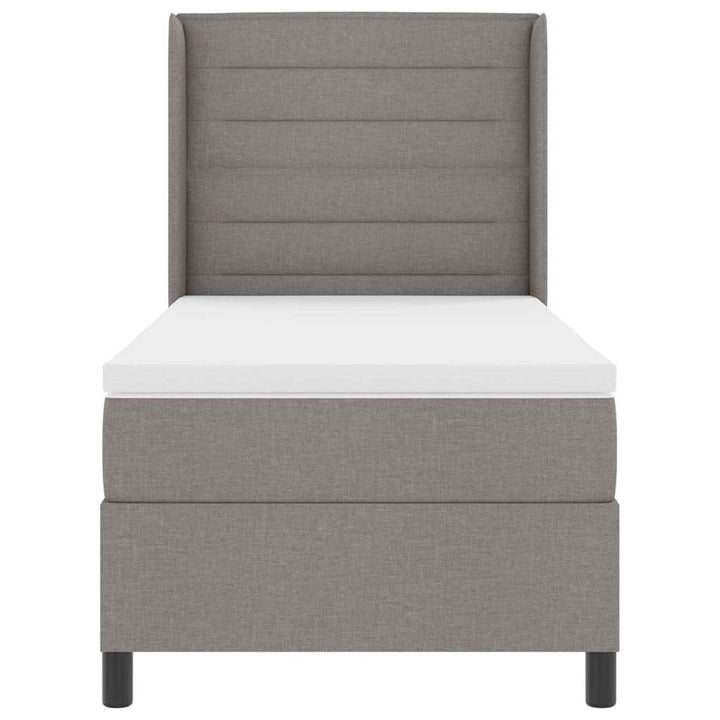 Led Box Säng Med Madrass Med Huvudgavel Taupe 100 X 200 Cm Tyg
