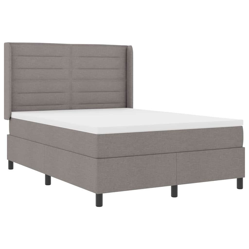 Led Box Säng Med Madrass Med Huvudgavel Taupe 140 X 190 Cm Tyg