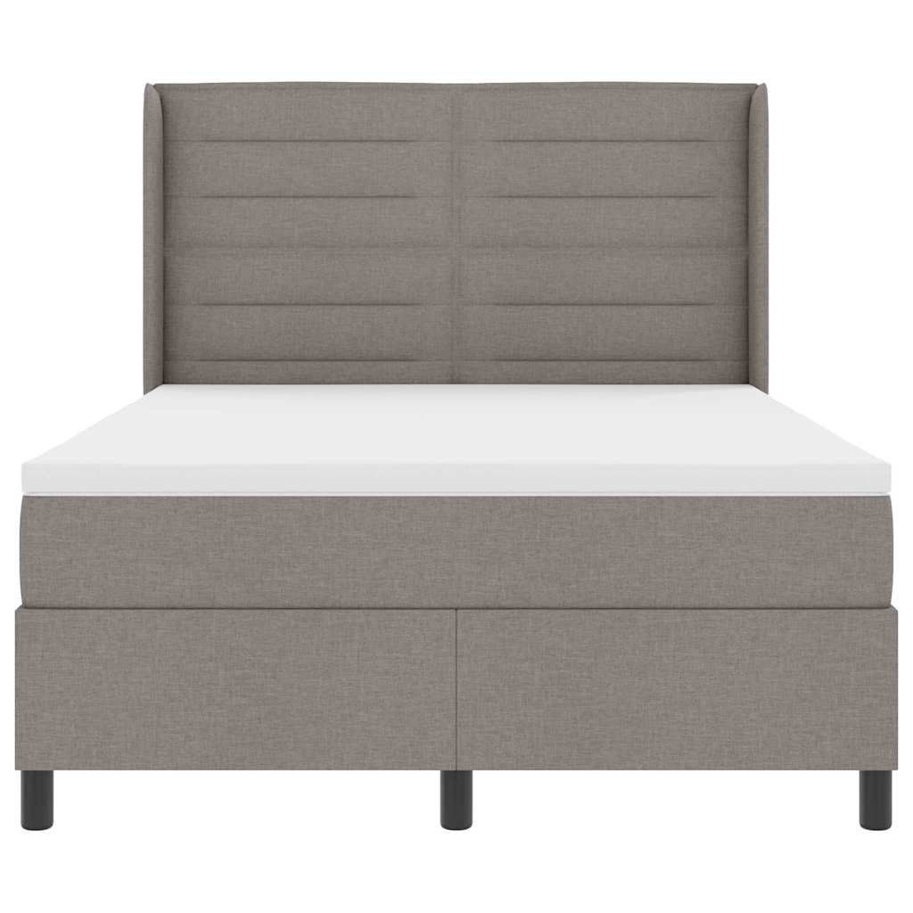 Led Box Säng Med Madrass Med Huvudgavel Taupe 140 X 190 Cm Tyg