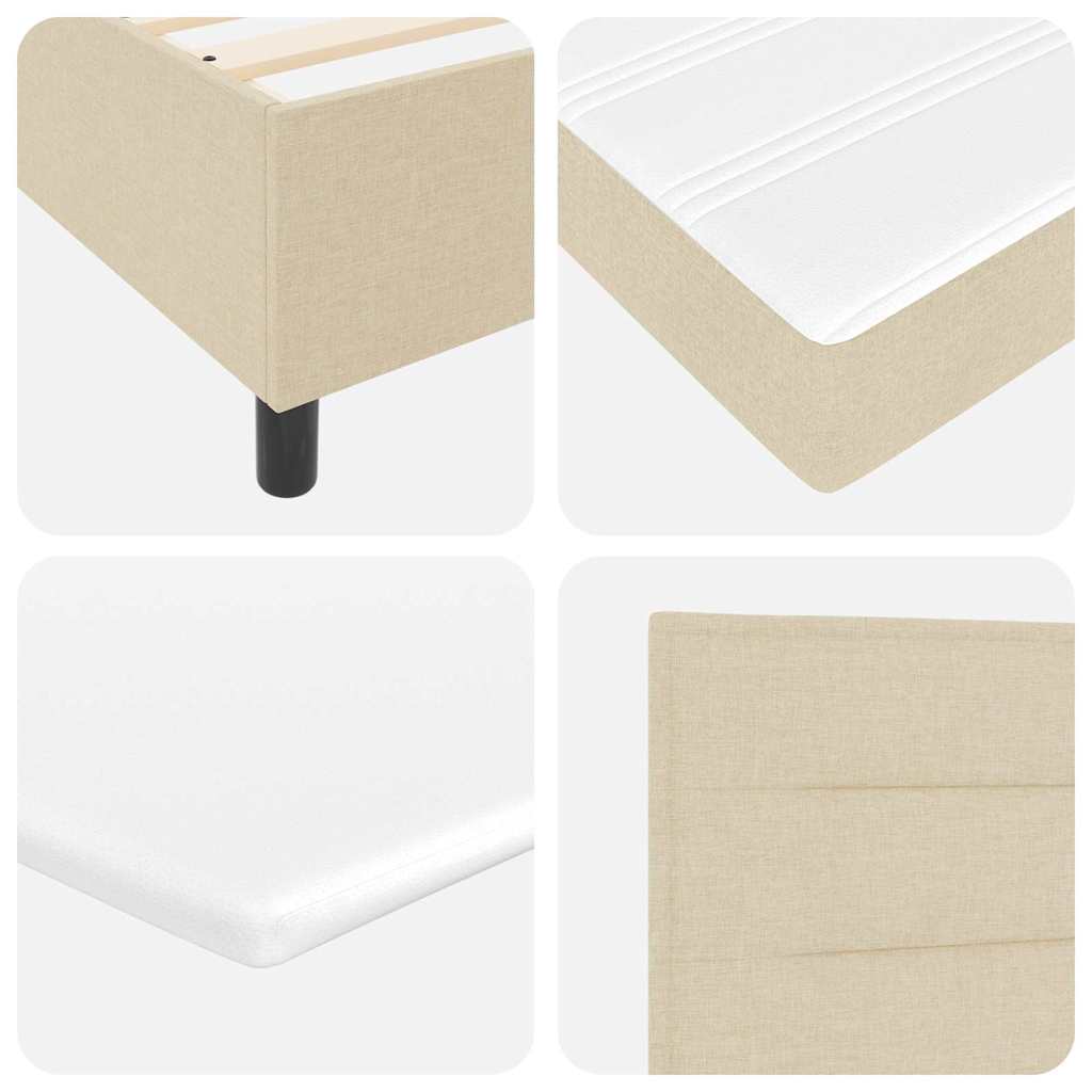 Led Box Säng Med Madrass Med Huvudgavel Kräm 140 X 190 Cm Tyg