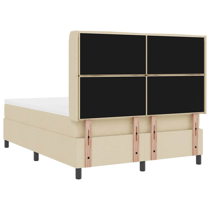 Led Box Säng Med Madrass Med Huvudgavel Kräm 140 X 190 Cm Tyg