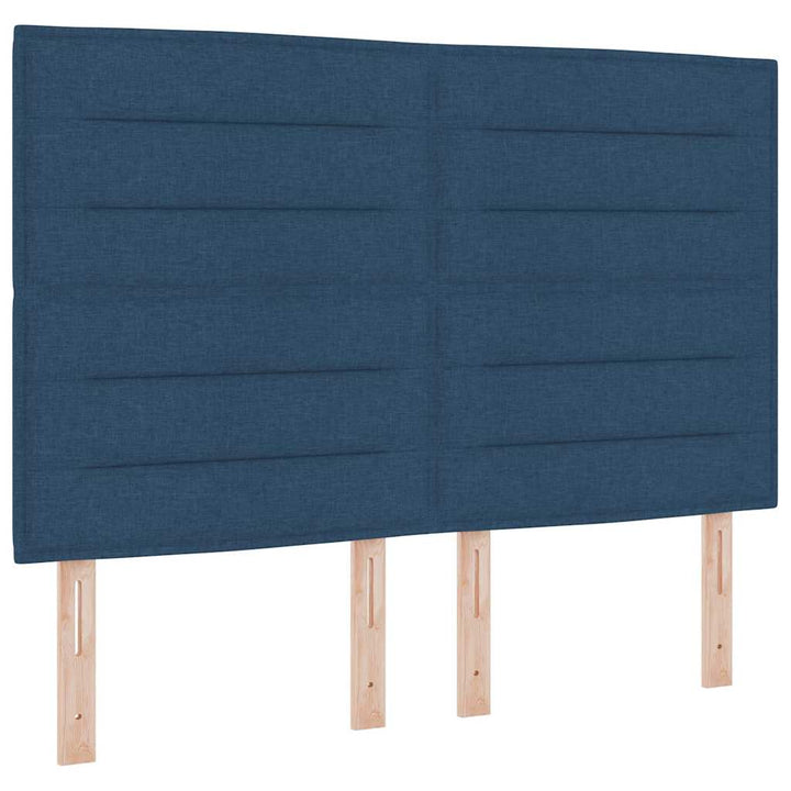 Led Box Säng Med Huvudgavel Blå 140 X 190 Cm Tyg