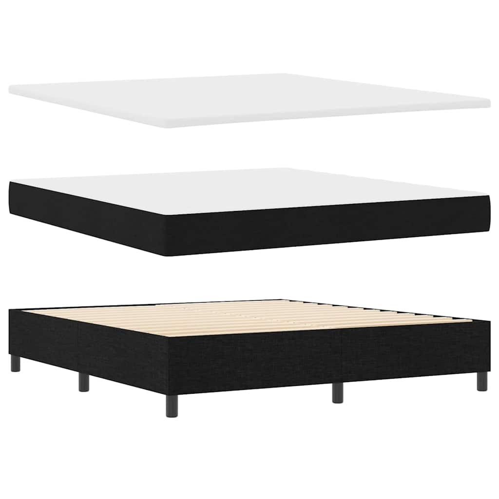 Led Box Säng Med Madrass Med Huvudgavel Svart 180 X 200 Cm Tyg