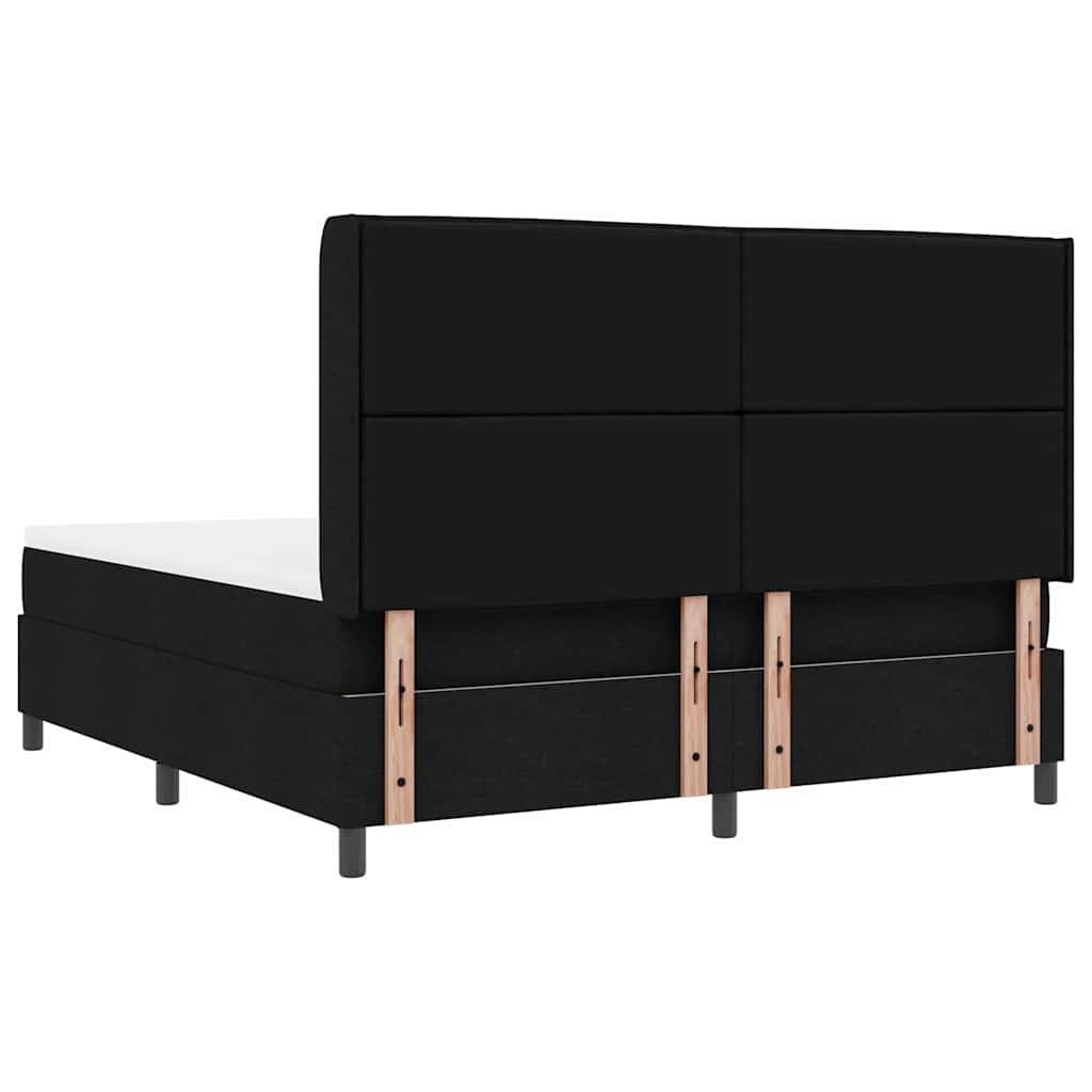 Led Box Säng Med Madrass Med Huvudgavel Svart 180 X 200 Cm Tyg