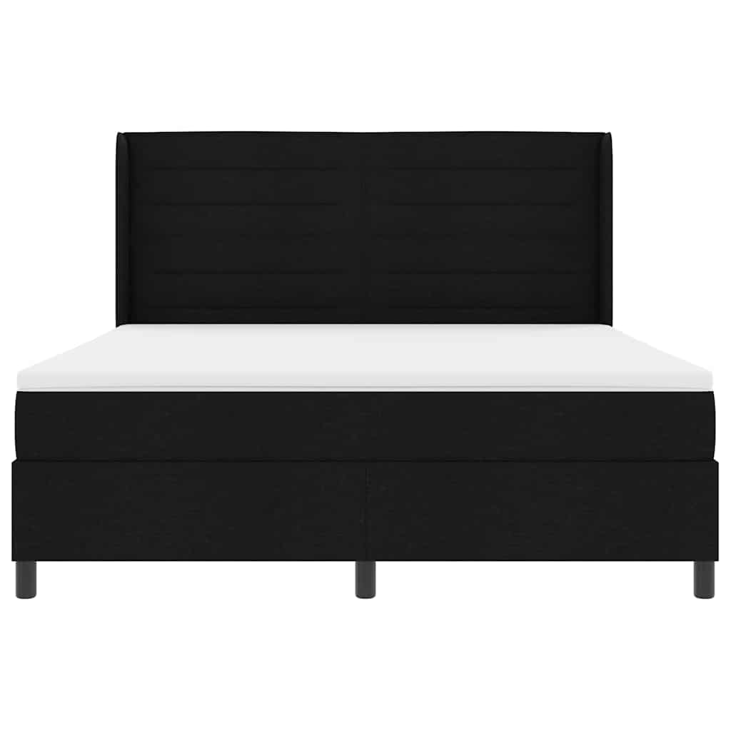 Led Box Säng Med Madrass Med Huvudgavel Svart 180 X 200 Cm Tyg