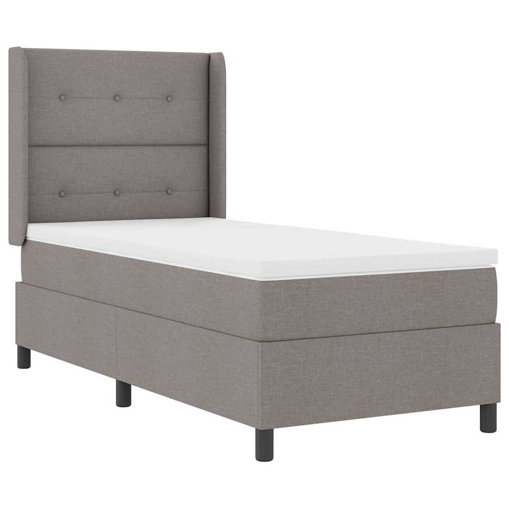 Led Box Säng Med Madrass Med Huvudgavel Taupe 90 X 190 Cm Tyg