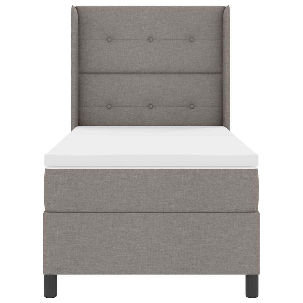 Led Box Säng Med Madrass Med Huvudgavel Taupe 90 X 190 Cm Tyg