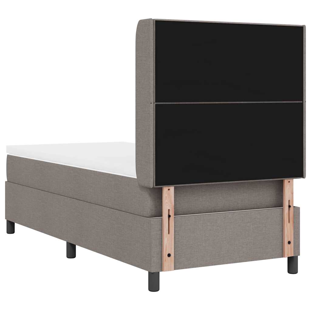 Led Box Säng Med Madrass Med Huvudgavel Taupe 90 X 200 Cm Tyg