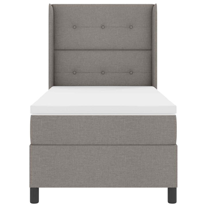 Led Box Säng Med Madrass Med Huvudgavel Taupe 90 X 200 Cm Tyg