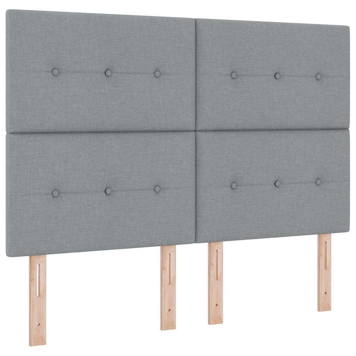 Led Box Säng Med Huvudgavel Ljusgrå 140 X 190 Cm Tyg