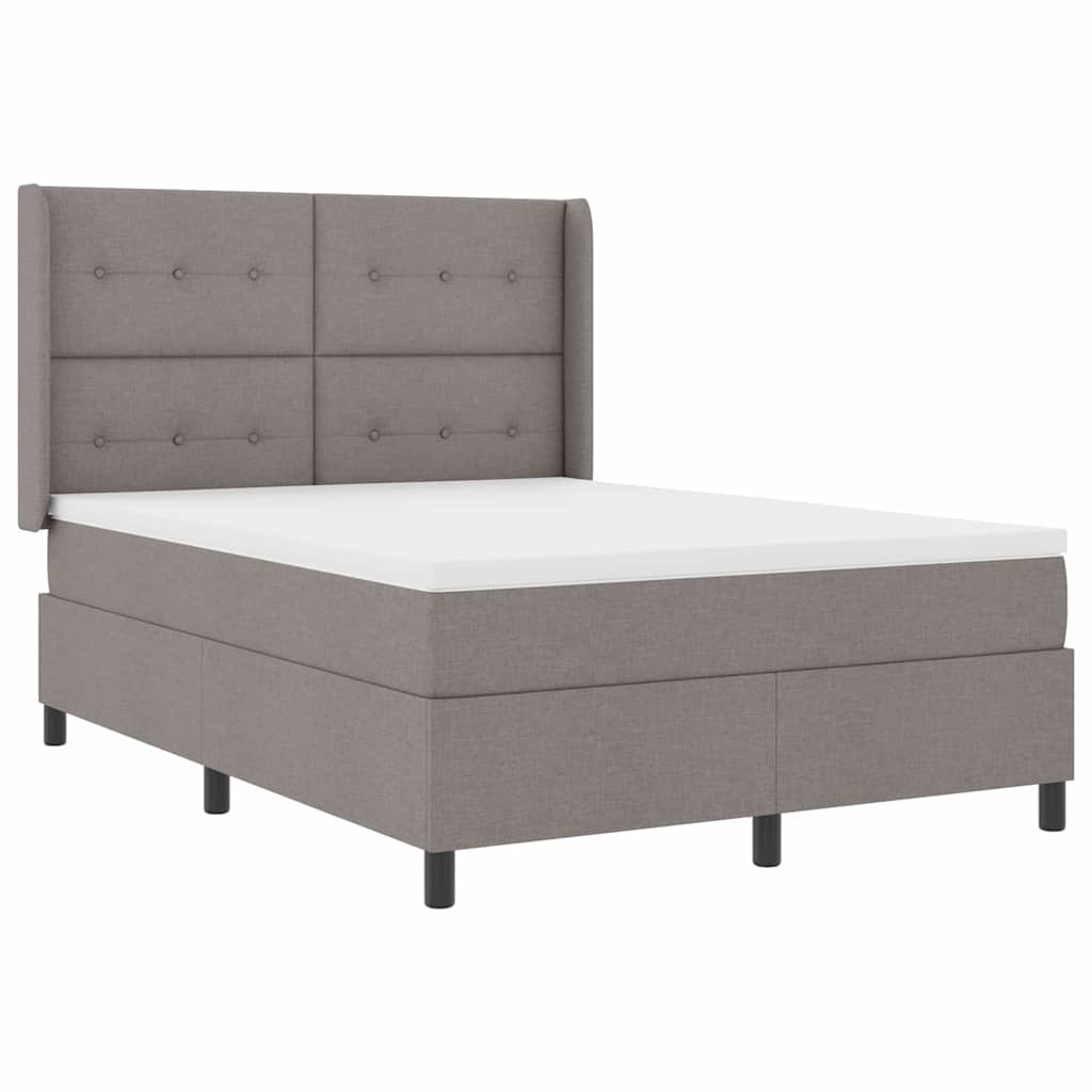 Led Box Säng Med Madrass Med Huvudgavel Taupe 140 X 190 Cm Tyg