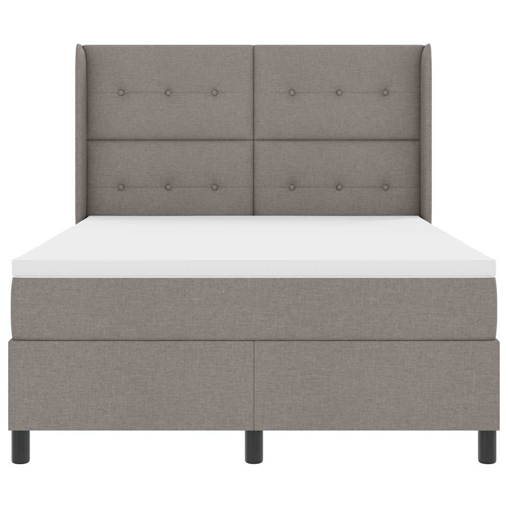 Led Box Säng Med Madrass Med Huvudgavel Taupe 140 X 190 Cm Tyg