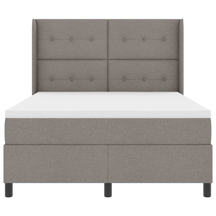 Led Box Säng Med Madrass Med Huvudgavel Taupe 140 X 190 Cm Tyg