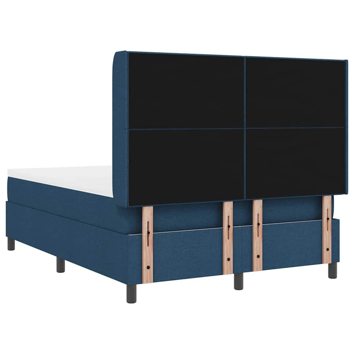 Led Box Säng Med Madrass Med Huvudgavel Blå 140 X 190 Cm Tyg
