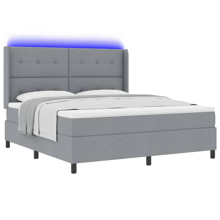 Led Box Säng Med Madrass Ljusgrå 180 X 200 Cm Tyg