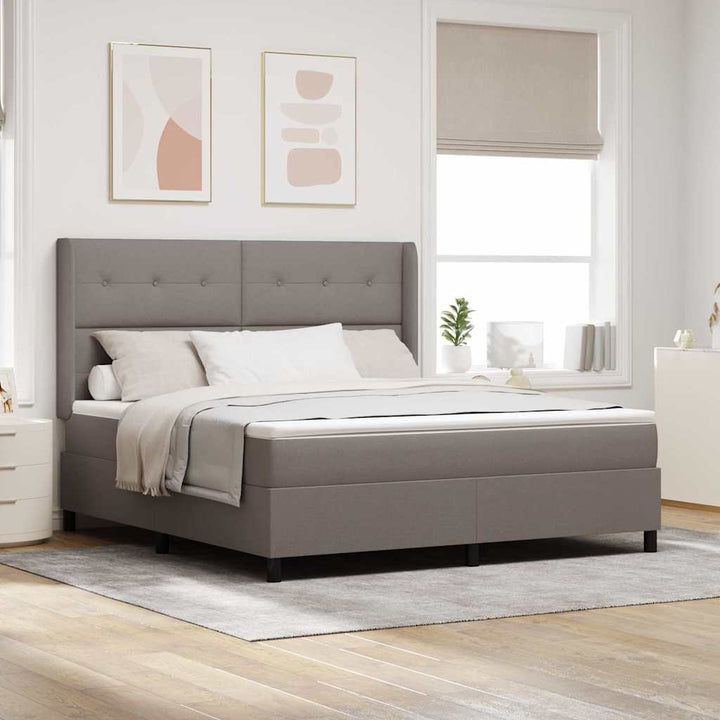 Led Box Säng Med Huvudgavel Taupe 180 X 200 Cm Tyg