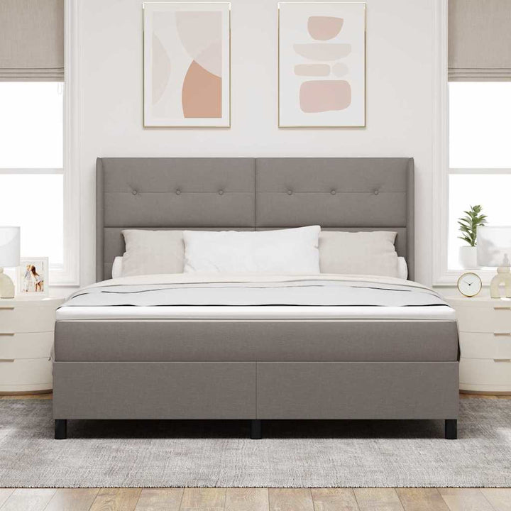 Led Box Säng Med Huvudgavel Taupe 180 X 200 Cm Tyg