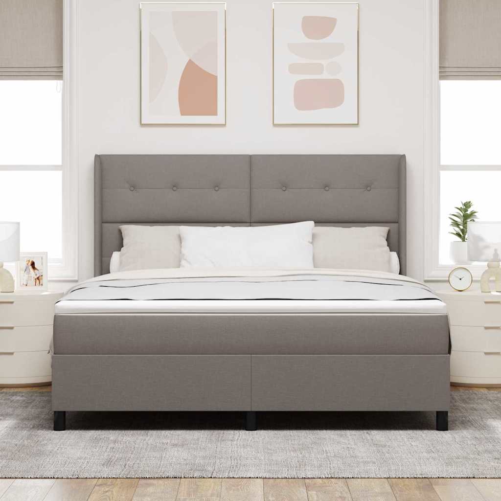 Led Box Säng Med Madrass Med Huvudgavel Taupe 180 X 200 Cm Tyg