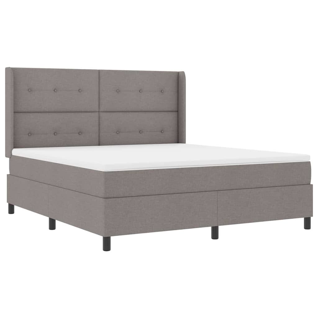 Led Box Säng Med Madrass Med Huvudgavel Taupe 180 X 200 Cm Tyg