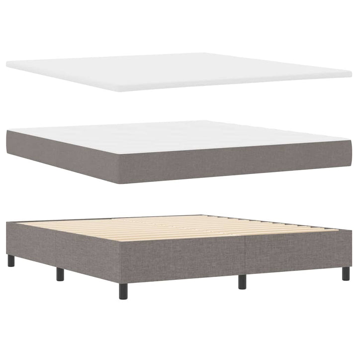 Led Box Säng Med Huvudgavel Taupe 180 X 200 Cm Tyg