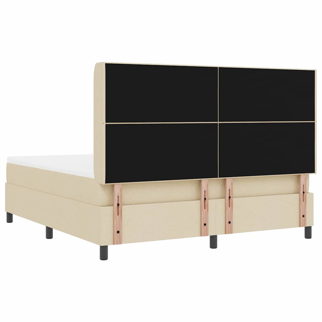 Led Box Säng Med Madrass Med Huvudgavel Kräm 180 X 200 Cm Tyg
