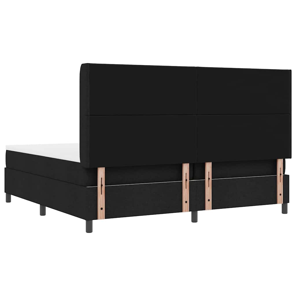 Led Box Säng Med Huvudgavel Svart 200 X 200 Cm Tyg