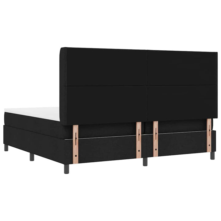Led Box Säng Med Huvudgavel Svart 200 X 200 Cm Tyg