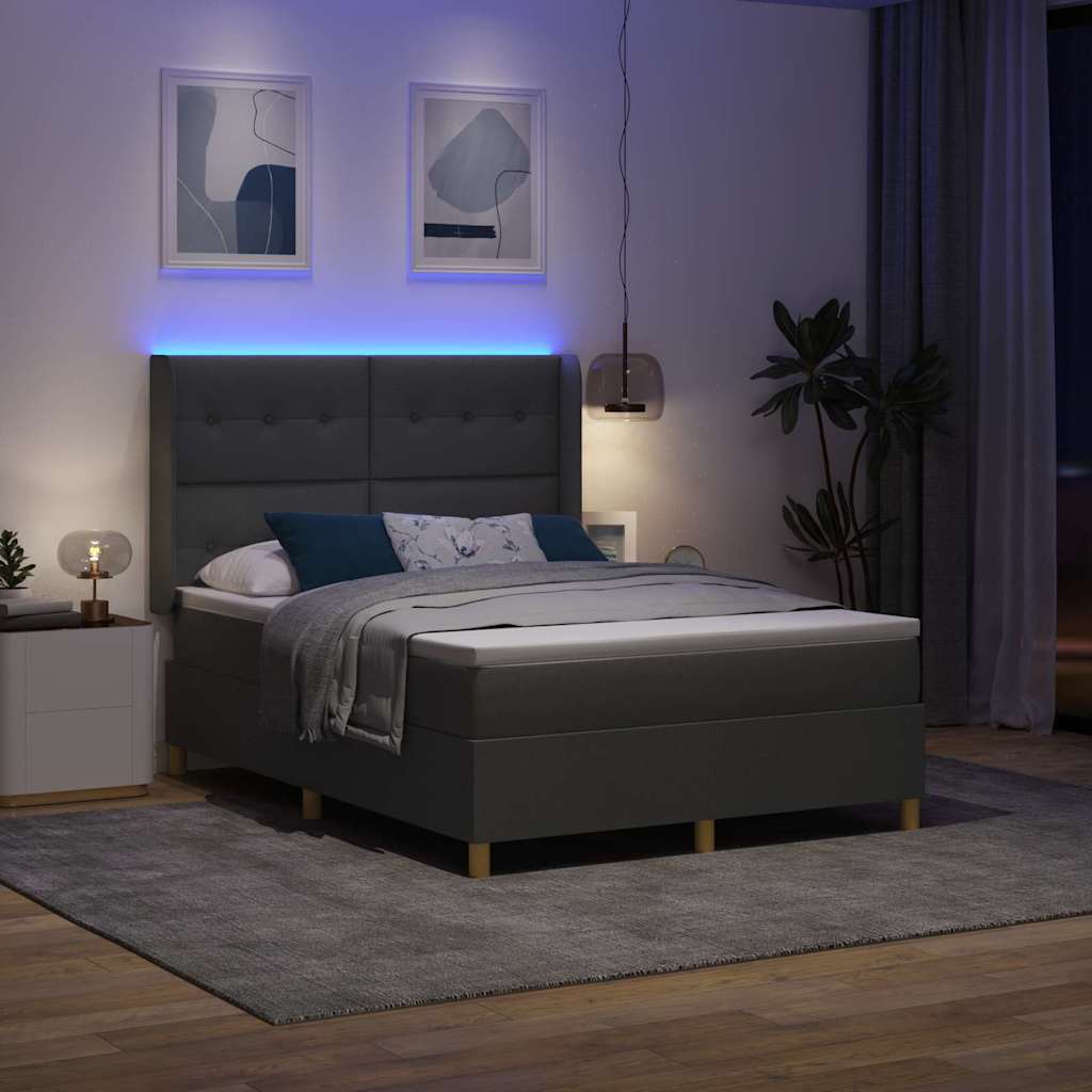 Bäddfjäder Med Led-Ljusslingor Grå Tyg