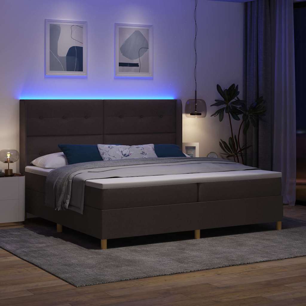 Bäddfjäder Med Led-Ljusslingor Brun Tyg