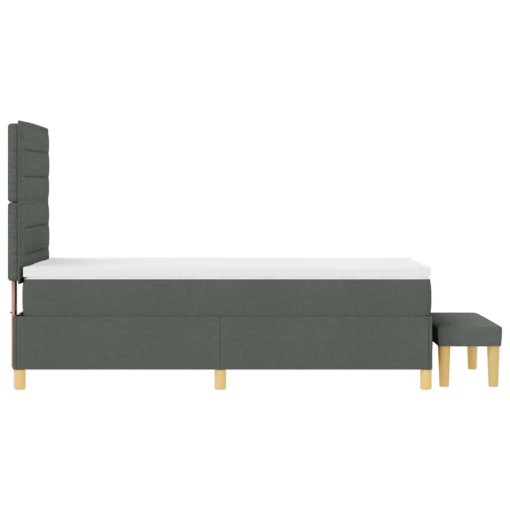 Bäddfjäder Med Huvudgavel Mörkgrå 200 X 90 Cm Tyg