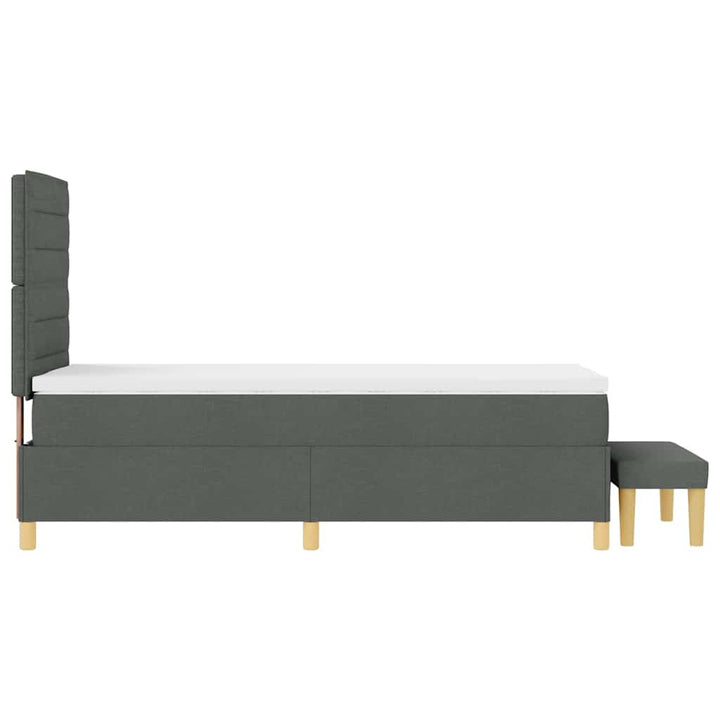 Bäddfjäder Med Huvudgavel Mörkgrå 200 X 90 Cm Tyg