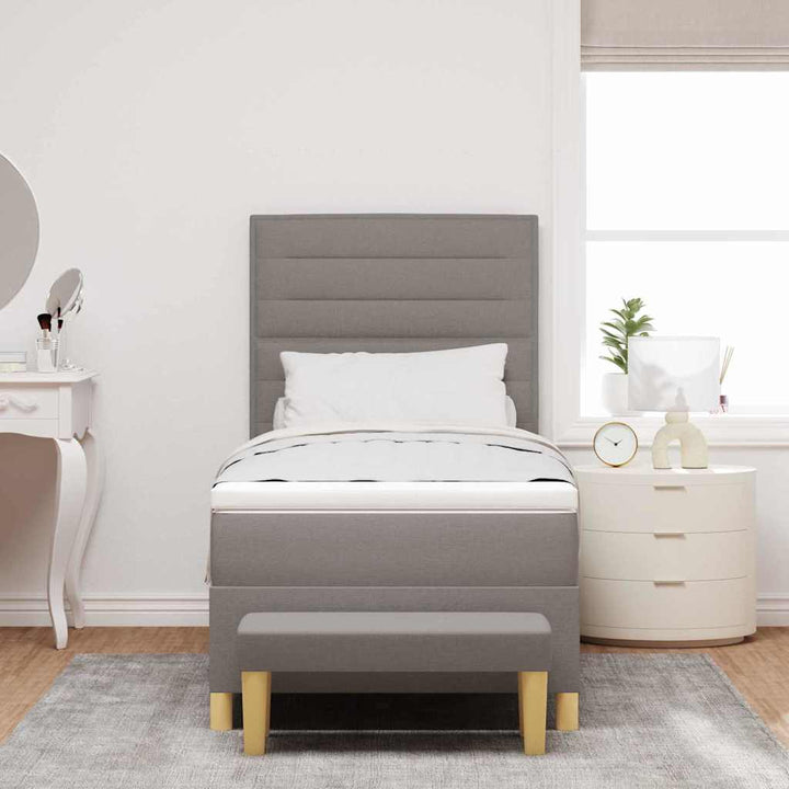 Bäddfjäder Med Huvudgavel Taupe 200 X 90 Cm Tyg