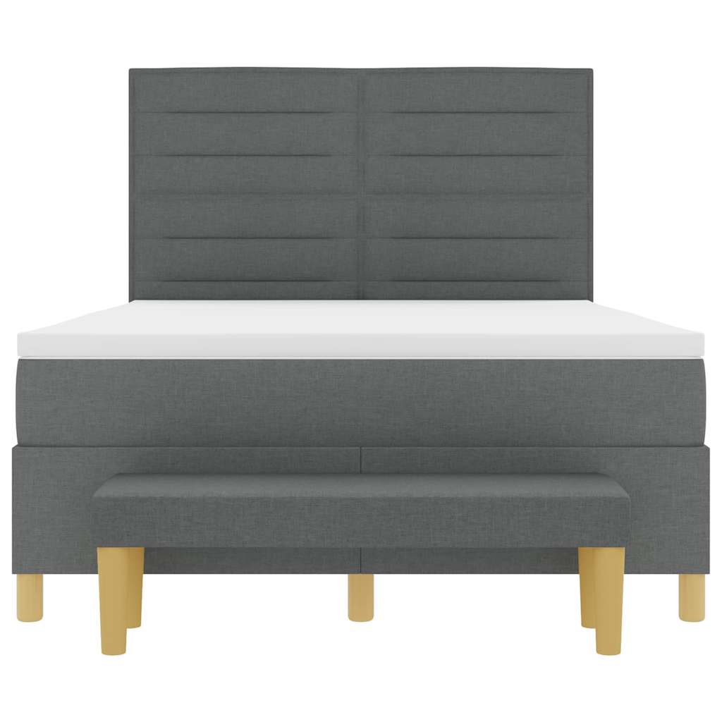 Bäddfjäder Med Kudde Med Huvudgavel Mörkgrå 200 X 140 Cm Tyg
