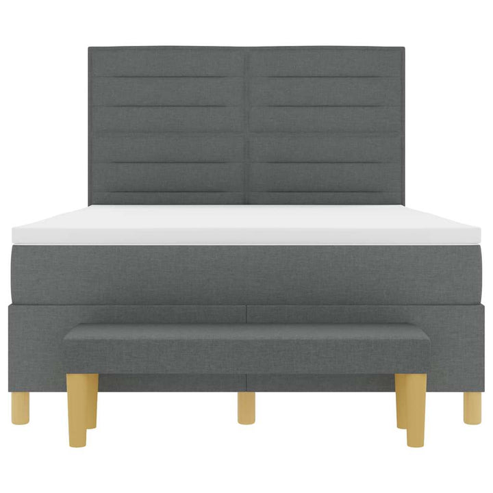 Bäddfjäder Med Kudde Med Huvudgavel Mörkgrå 200 X 140 Cm Tyg