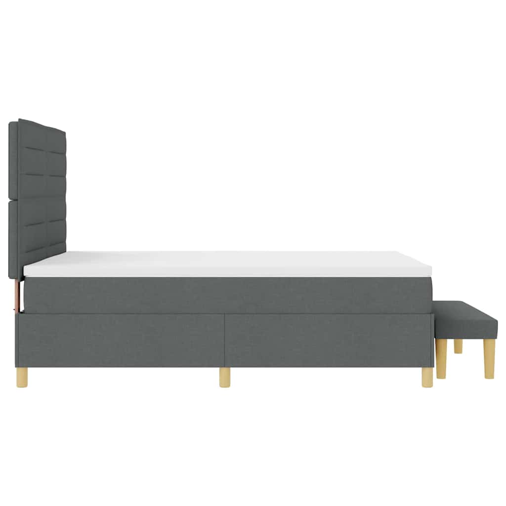 Bäddfjäder Med Kudde Med Huvudgavel Mörkgrå 200 X 140 Cm Tyg